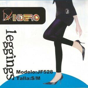 Indero Shinny Black Faux Leather Leggings - JF528 Size Small - Medium